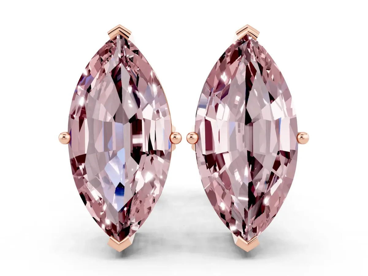 Marquise Cut Morganite Stud Earrings Rose gold