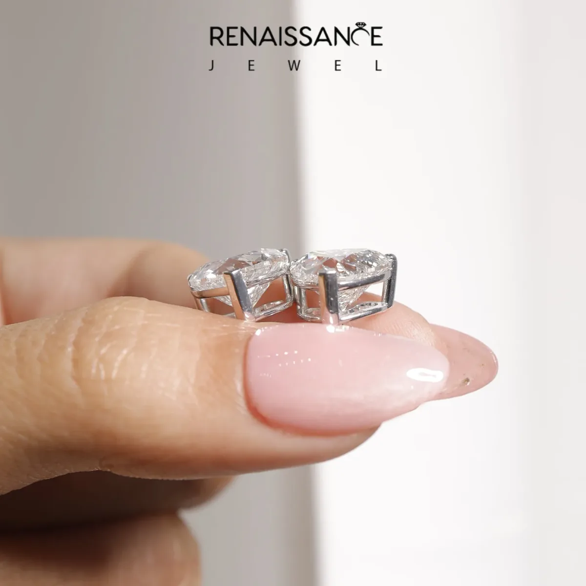 Heart Cut Diamond Stud Earrings White gold