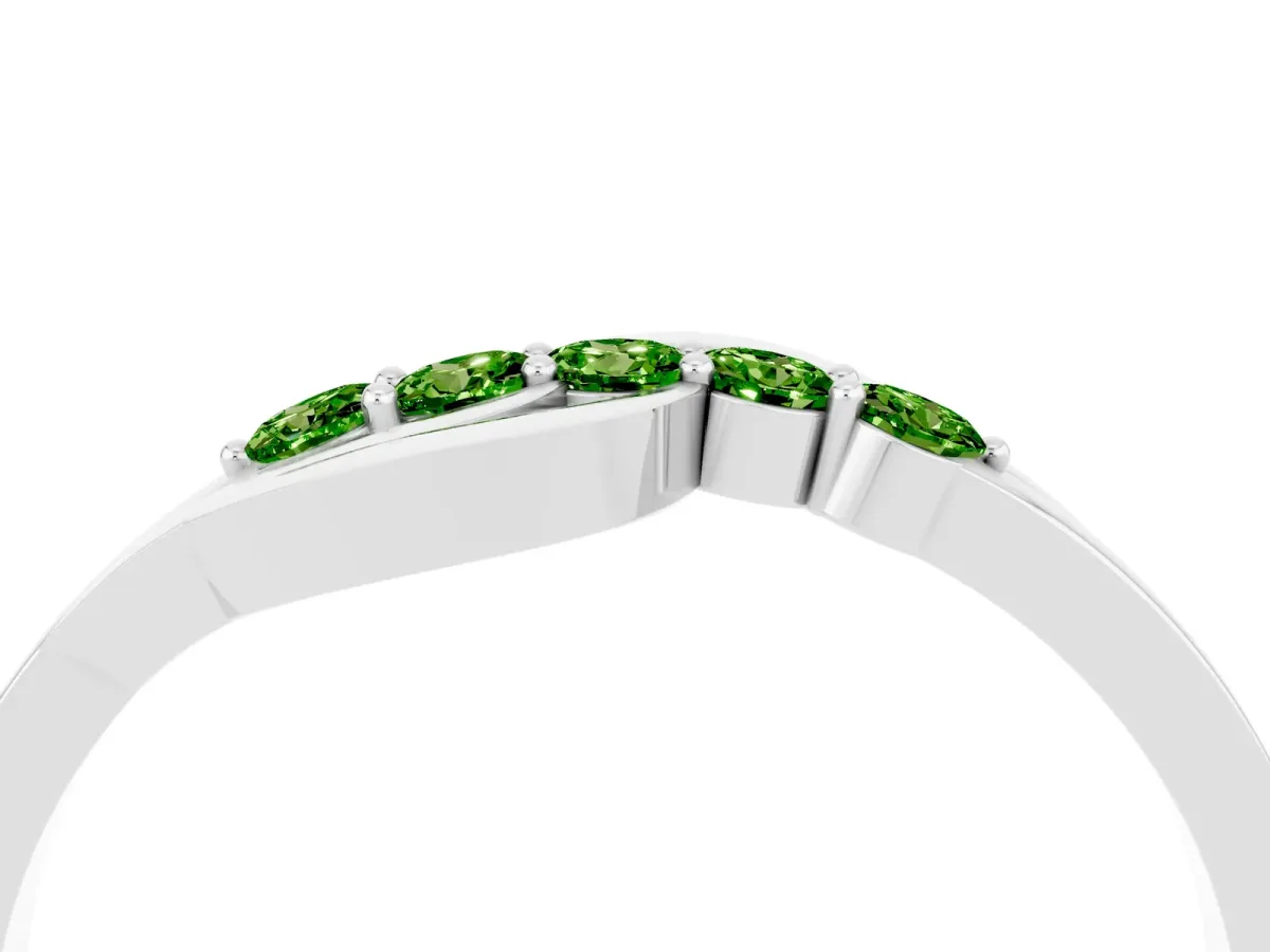 Five-Stone Round Peridot Crossover Band with Prong Setting White gold